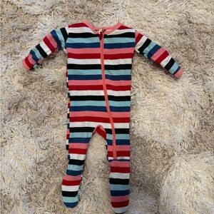 Kickee Pants Red and Blue Striped Footies with Easy Zipper